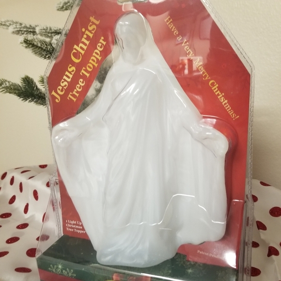 Jesus Christ Christmas Tree Topper White Lighted Blow Mold 10" Bulb Included NIP - Picture 3 of 3